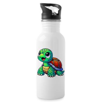 Tortue - Gourde avec paille intégrée - blanc - Droite