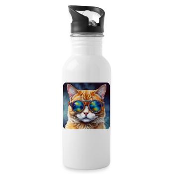 Chat cool avec des lunettes de soleil - Gourde avec paille intégrée - blanc - Droite