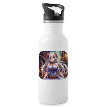 Jolie fille d’anime - Gourde avec paille intégrée - blanc - Droite