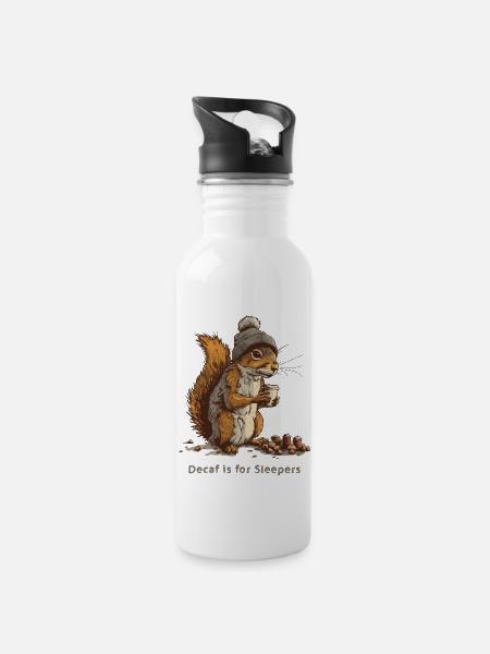 Entkoffeiniertes Eis für Schläfer - Trinkflasche mit integriertem Trinkhalm - Weiß