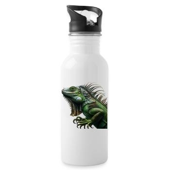 Iguana - Water bottle with straw - white - Right