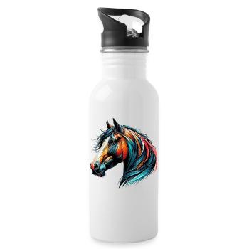 Cheval - Gourde avec paille intégrée - blanc - Droite