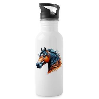 Cheval - Gourde avec paille intégrée - blanc - Droite