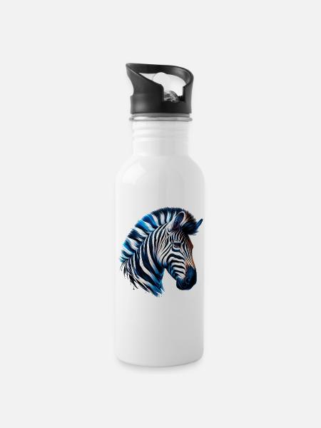 Zebra - Trinkflasche mit integriertem Trinkhalm - Weiß