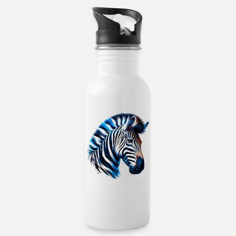 Zebra - Trinkflasche mit integriertem Trinkhalm - Weiß