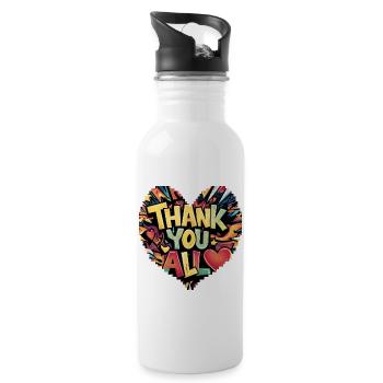 Colorful Thank You Heart Design - Water bottle with straw - white - Right