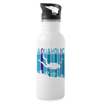 Aquaholic - Trinkflasche mit integriertem Trinkhalm - Weiß - Rechts