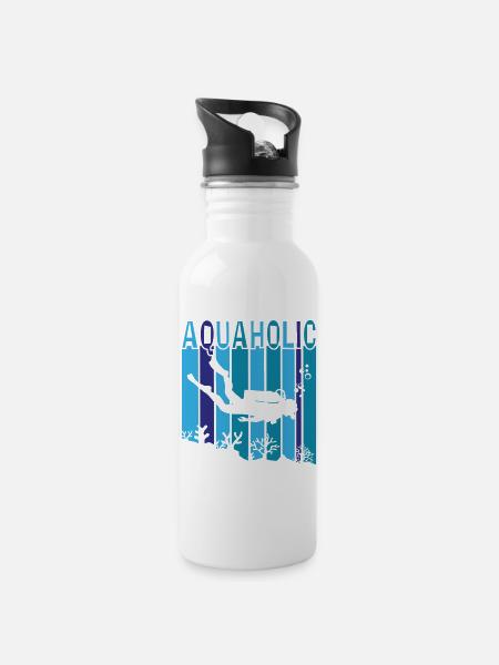 Aquaholic - Trinkflasche mit integriertem Trinkhalm - Weiß