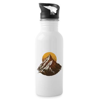 Majestic mountain peak at sunrise - Water bottle with straw - white - Right