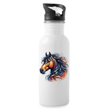 Cheval - Gourde avec paille intégrée - blanc - Droite