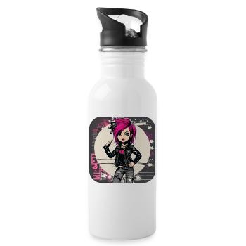 Fille punk gothique cool - Gourde avec paille intégrée - blanc - Droite