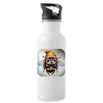 Abeille d’hiver fraîche avec chapeau et écharpe - Gourde avec paille intégrée - blanc - Droite