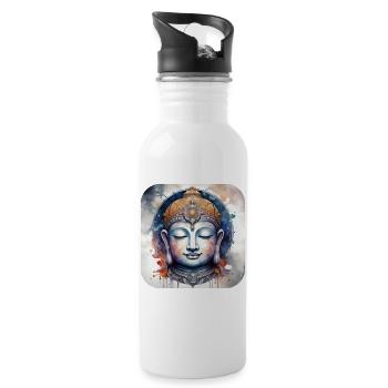 Mystical Spiritual Buddha - Water bottle with straw - white - Right