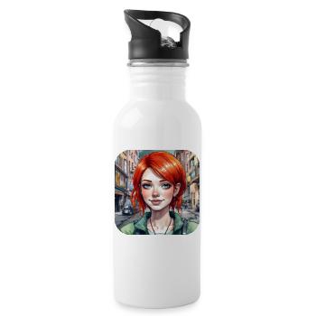 Cool girl with red hair - Water bottle with straw - white - Right