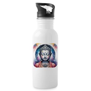 Mystical Spiritual Buddha - Water bottle with straw - white - Right