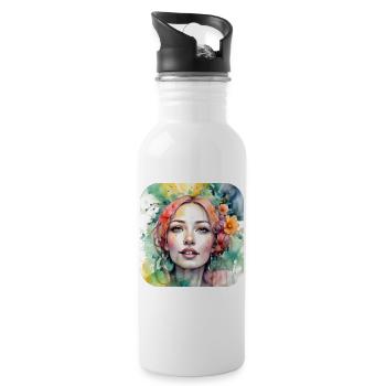 Fille de fleur cool - Gourde avec paille intégrée - blanc - Droite