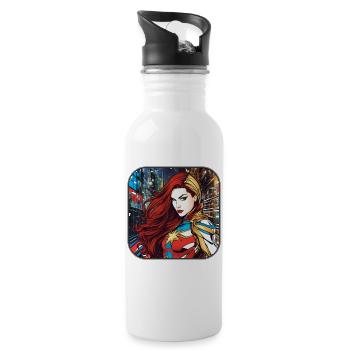 Super-héroïne fantastique cool - Gourde avec paille intégrée - blanc - Droite