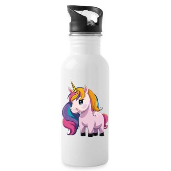 einhorn - Trinkflasche mit integriertem Trinkhalm - Weiß - Rechts