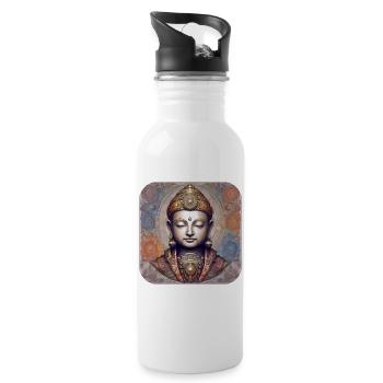 Mystical Spiritual Buddha - Water bottle with straw - white - Right