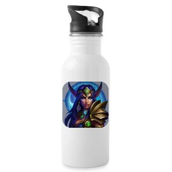 Proud Fantasy Elf Warrior - Water bottle with straw - white - Right