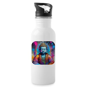 Mystical Spiritual Buddha - Water bottle with straw - white - Right