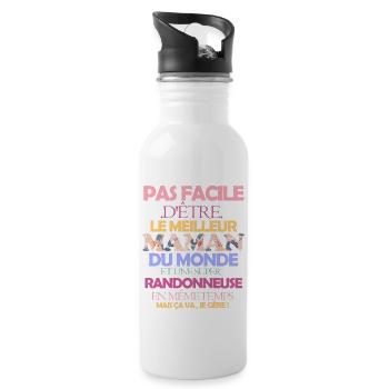 Pas facile maman et routière - Gourde avec paille intégrée - blanc - Droite