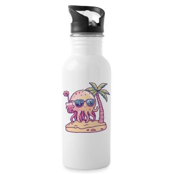 Qualle Sommer Urlaub - Trinkflasche mit integriertem Trinkhalm - Weiß - Rechts