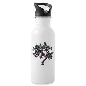 Arbre vivant avec des fruits violets - Gourde avec paille intégrée - blanc - Droite