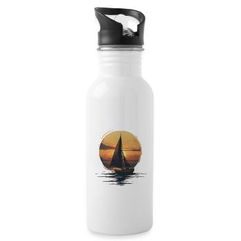 Sailboat At Sunset Adventure - Water bottle with straw - white - Right