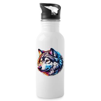 Loup - Gourde avec paille intégrée - blanc - Droite