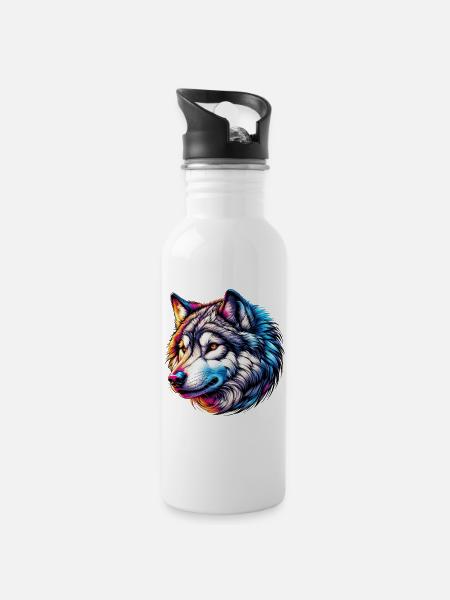 Loup - Gourde avec paille intégrée - blanc