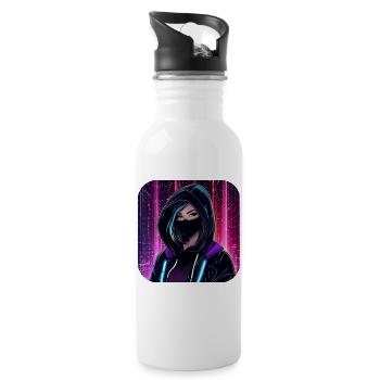 Fille cyberpunk cool VIII - Gourde avec paille intégrée - blanc - Droite