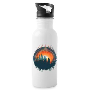 Sunset Forest Silhouette Adventure - Water bottle with straw - white - Right