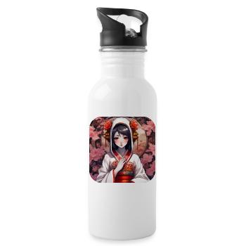 Jolie fille manga anime dans le style geisha - Gourde avec paille intégrée - blanc - Droite