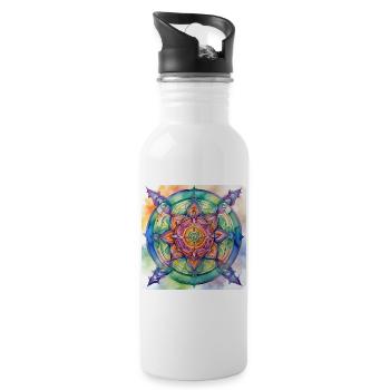 Symbole aux couleurs vives - Gourde avec paille intégrée - blanc - Droite
