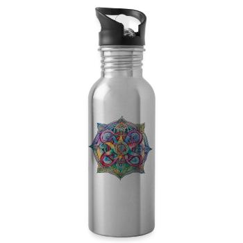 Symbole aux couleurs vives - Gourde avec paille intégrée - argent clair - Droite