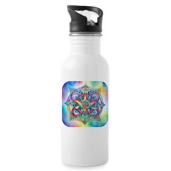 Symbole aux couleurs vives - Gourde avec paille intégrée - blanc - Droite