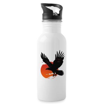 Powerful eagle in sunset - Water bottle with straw - white - Right