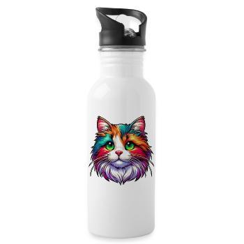 Cat - Water bottle with straw - white - Right
