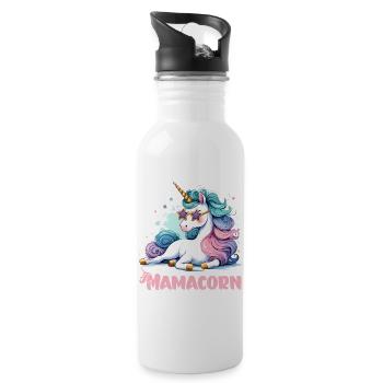 Mamacorn: Magisch & Einzigartig - Trinkflasche mit integriertem Trinkhalm - Weiß - Rechts