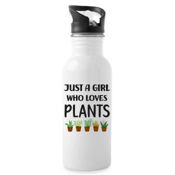Juste une fille qui aime les plantes - Gourde avec paille intégrée - blanc - Droite