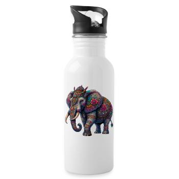 Elefant - Trinkflasche mit integriertem Trinkhalm - Weiß - Rechts