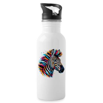 Zebra - Trinkflasche mit integriertem Trinkhalm - Weiß - Rechts