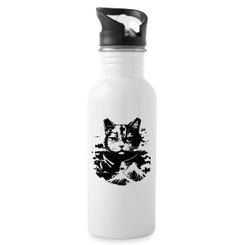 Cat Anime Look - Water bottle with straw - white - Right