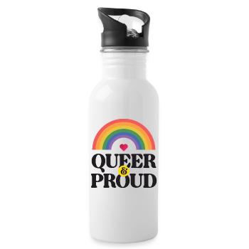 Mois de la fierté LGBT - Queer et fier - Gourde avec paille intégrée - blanc - Droite