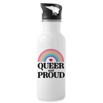 Mois de la fierté LGBT - Queer et fier - Gourde avec paille intégrée - blanc - Droite