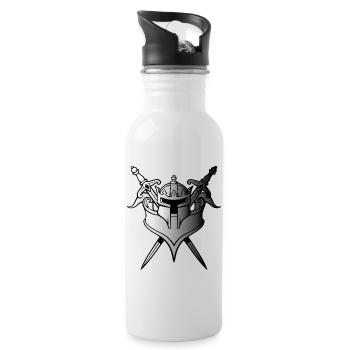 Schwerter und Helm - Trinkflasche mit integriertem Trinkhalm - Weiß - Rechts