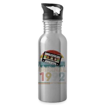 Vintage 1992 32 Year Anniversary Gift - Water bottle with straw - silver - Right