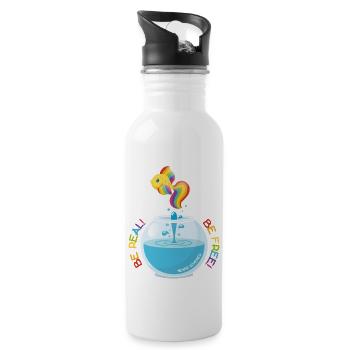 Be Real! Be Free! - Water bottle with straw - white - Right