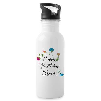 Joyeux anniversaire maman - Gourde avec paille intégrée - blanc - Droite